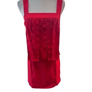 EUC Amanda Uprichard Red Pleated Sleeveless Dress XS Party Cocktail